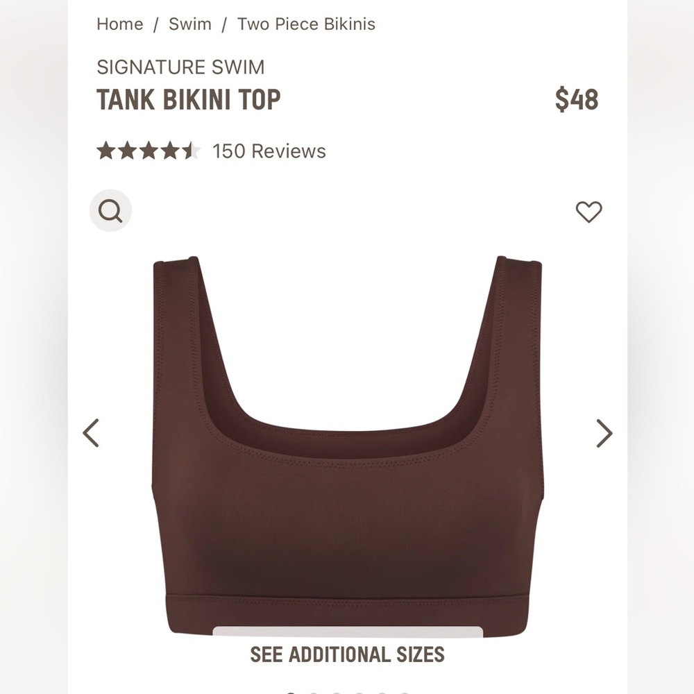 NWT Skims Tank Bikini Top